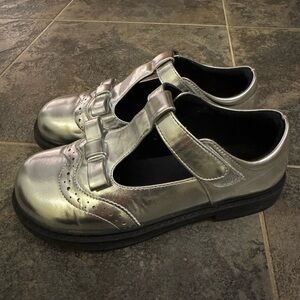 Silver T-Strap Shoes Girls Size 3